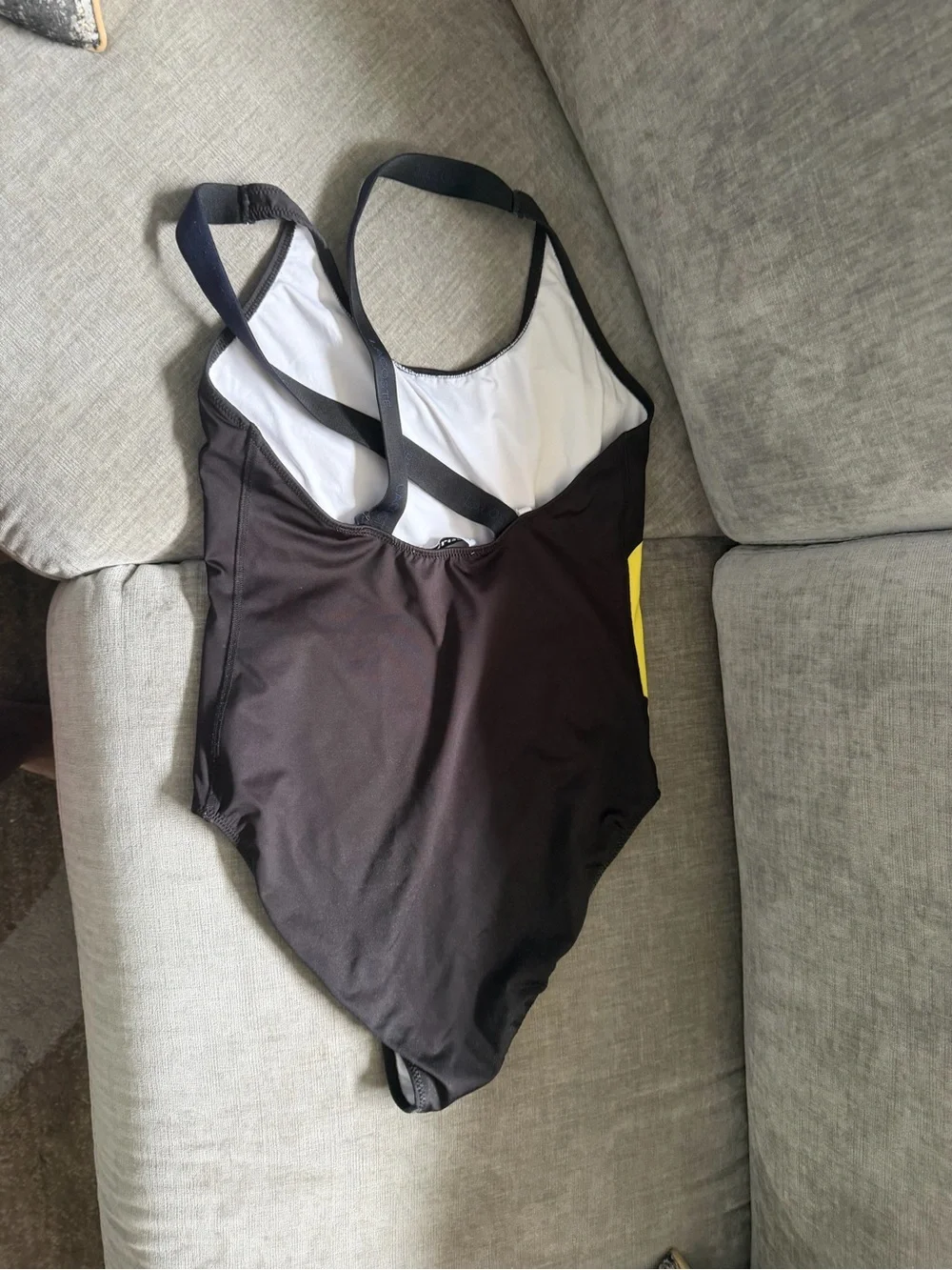 Lacoste Black Kids One-Piece Swimsuit with Yellow Crocodile